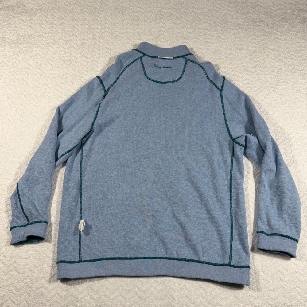 Tommy Bahama Reversible Mens XXL Pullover Sweatshirt Teal Blue Cotton Tencel - Picture 6 of 12